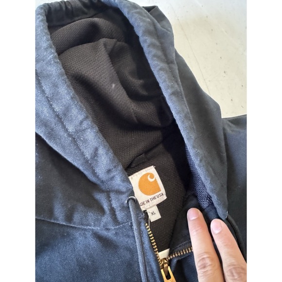 Hooded Carthartt Jacket Black Men's XL Made In USA Workwear - Picture 4 of 6
